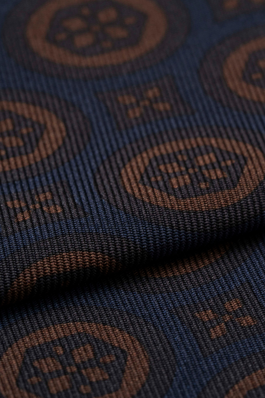 Printed silk twill tie with medallion design   - new