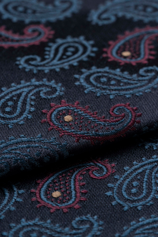 Silk jacquard tie with paisley design   - new
