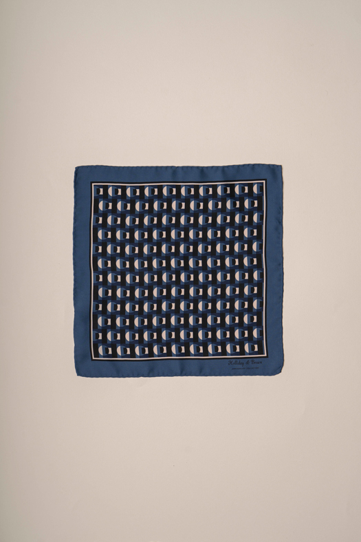 Pochette in seta disegno geometrico   - new