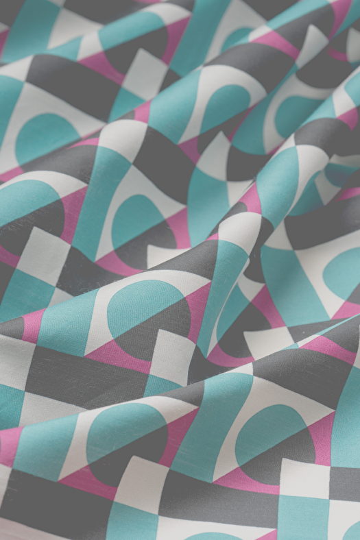 Bandana in cotone e seta disegno geometrico  